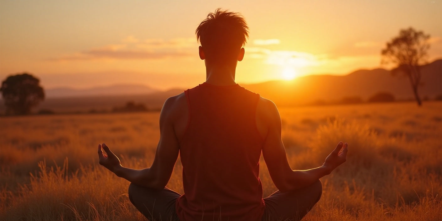  A person practicing yoga or meditation outdoors during sunset. The peaceful environment promotes relaxation and mental clarity as part of a well-rounded fitness routine.