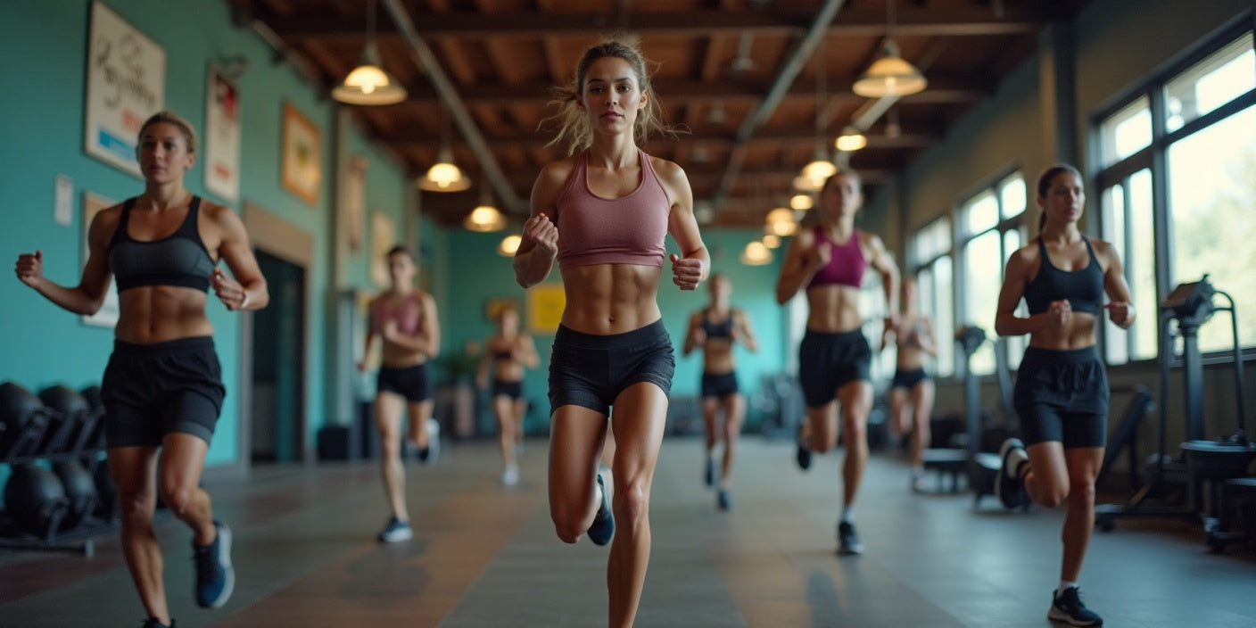 A group of people doing exercise 