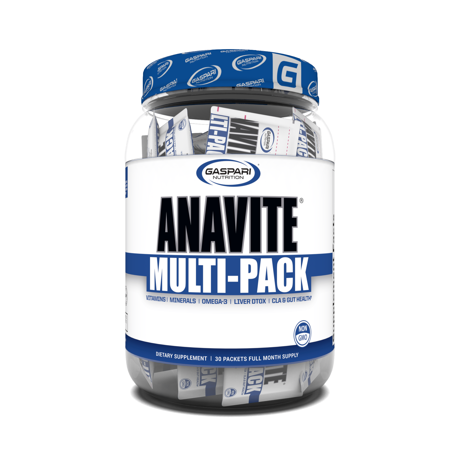Anavite Multi-Pack by Gaspari Nutrition, showcasing a dietary supplement designed as a performance multivitamin for athletes.