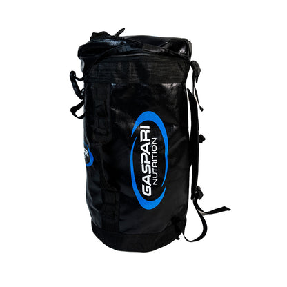 The Gaspari Nutrition Bucket Bag in black, showcasing its heavy-duty construction and stylish design, ideal for carrying gym essentials.
