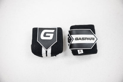 Gaspari Wrist Wraps showing a combination of black and white branding for optimal wrist safety.
